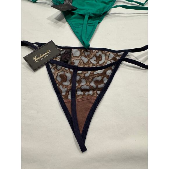 NWT Frederick's of Hollywood Thong String Panties 1X Black Leopard Green LOT 3 - Picture 8 of 13